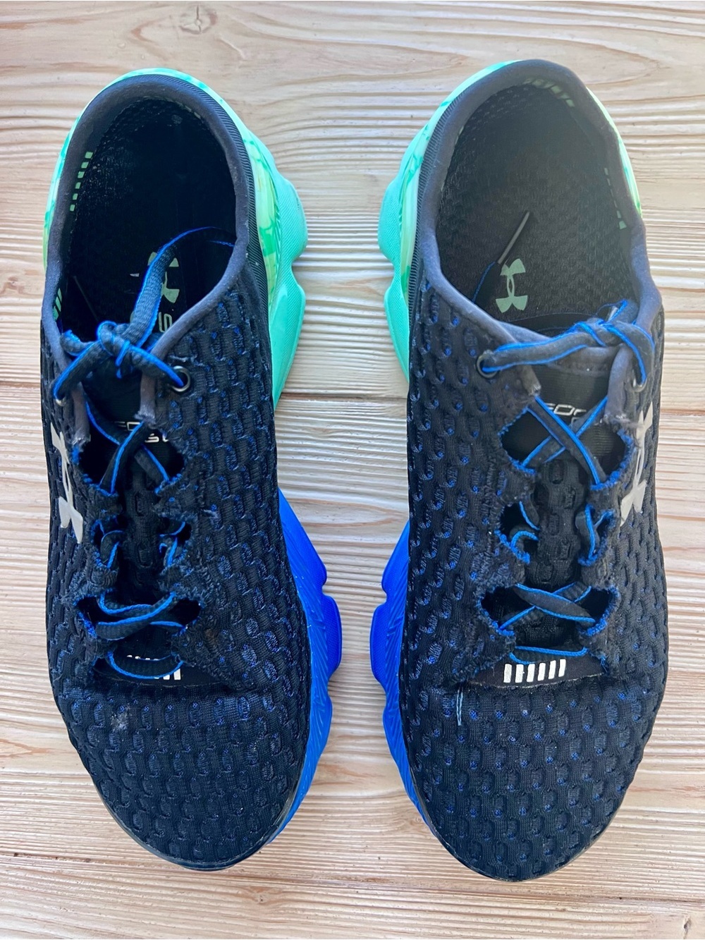 Under Armour SpeedForm Gemini Running Shoes Black Blue Women’s 7.5